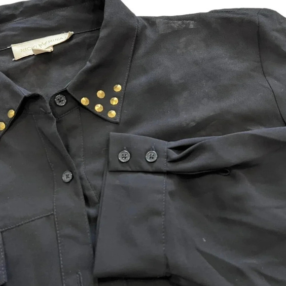 Nicki Minaj Black Chiffon Studded Collar Blouse XXL - Picture 2 of 5